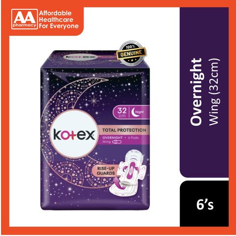 Kotex Total Protection Overnight Wing Pro Guard 32cm (6's/12's/24's)