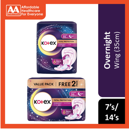 Kotex Total Protection Overnight Wing Pro Guard 35cm (7's/14's)
