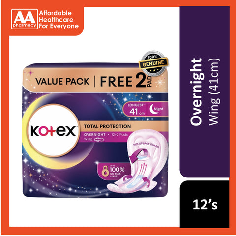 Kotex Total Protection Overnight Wing Pro Guard 41cm (6's/12's)