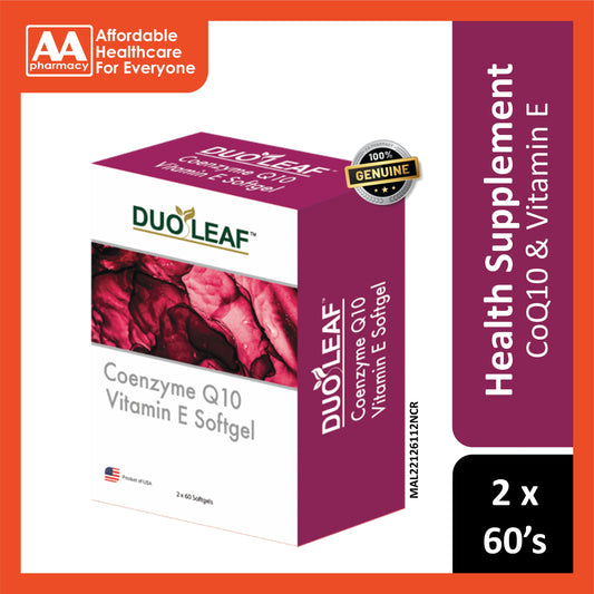 Duoleaf CoQ10 75mg Vitamin E Softgel 60's x2