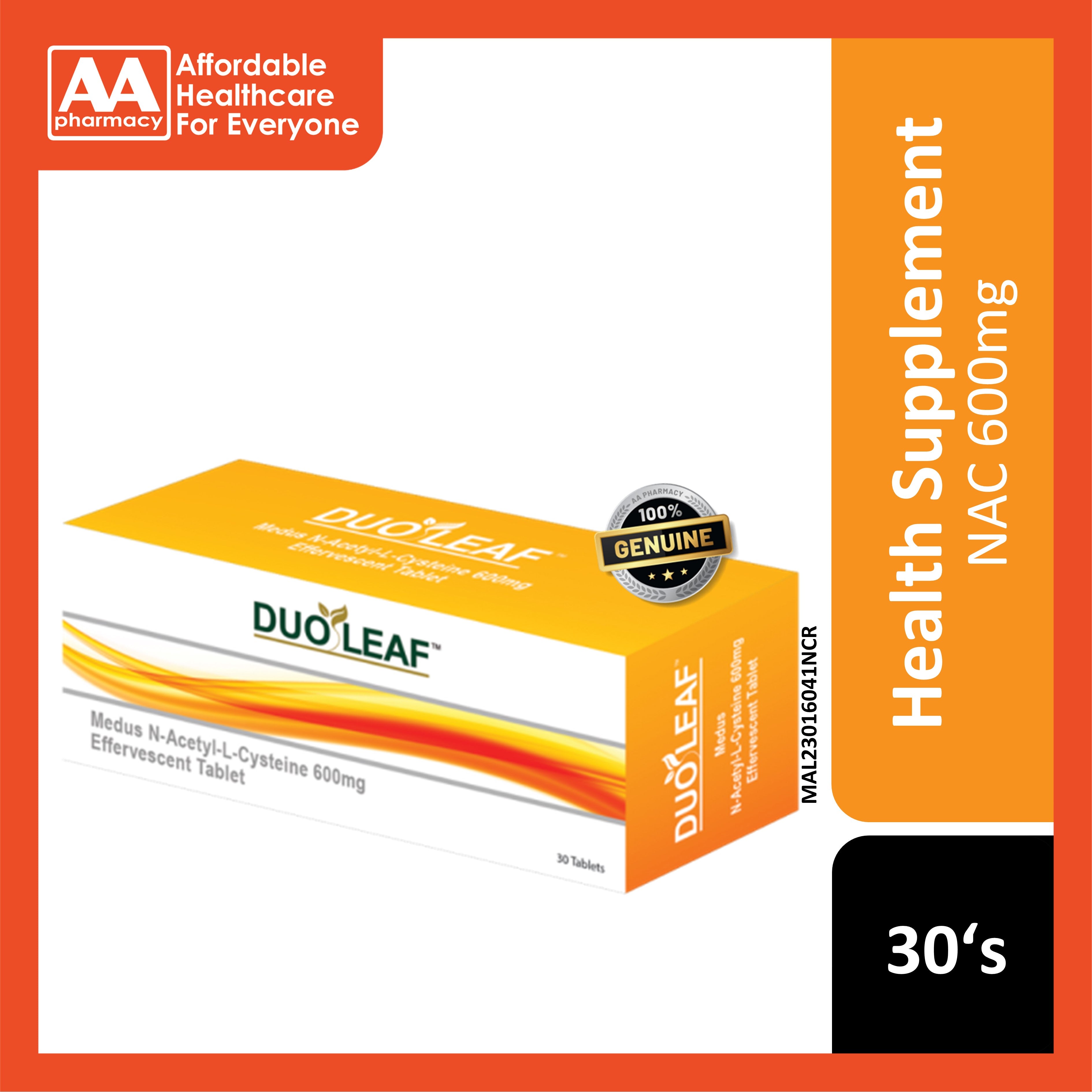 Duoleaf Medus NAC 600mg Effervescent Tablet 30's AA Pharmacy