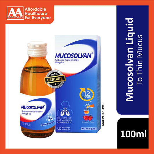 Mucosolvan Liquid 30mg/5ml (100ml) - To Clear Mucus and Facilitate Expectoration