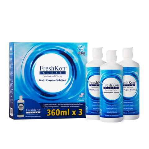 Freshkon Clear Multi-Purpose Solution 3x360ml (For All Soft Contact Lenses)