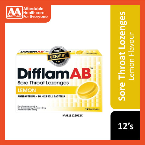 Difflam AB Sore Throat Lozenges 12's (Lemon)