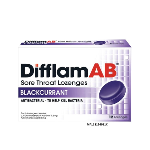 Difflam AB Sore Throat Lozenges 12's (Blackcurrant)