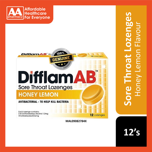 Difflam AB Sore Throat Lozenges 12's (Honey Lemon)