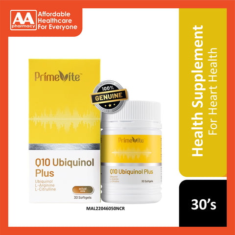 PrimeVite Q10 Ubiquinol Plus Softgel 30's - With L-Arginine and L-Citrulline