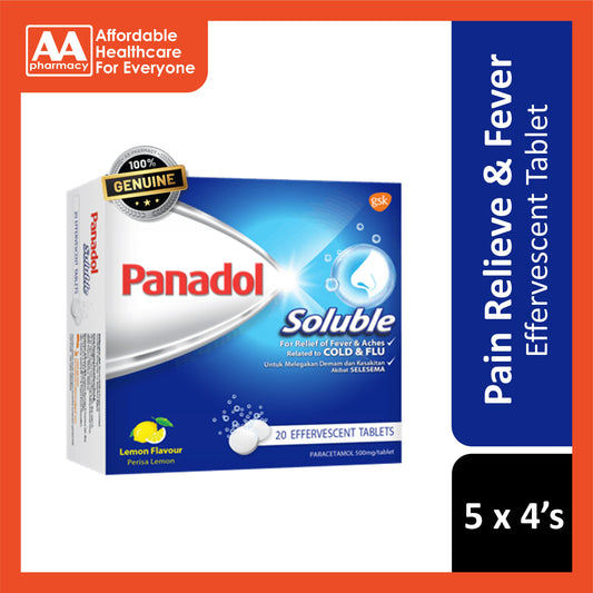 Panadol Soluble 500mg Effervescent Tablet 5x4's (Lemon Flavour)