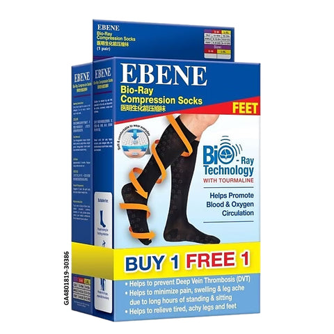 Ebene Bio-Ray Compression Socks Black Twin Pack (L / XL)