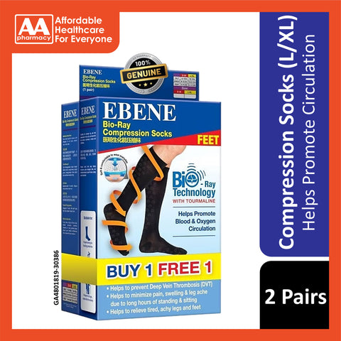 Ebene Bio-Ray Compression Socks Black Twin Pack (L / XL)