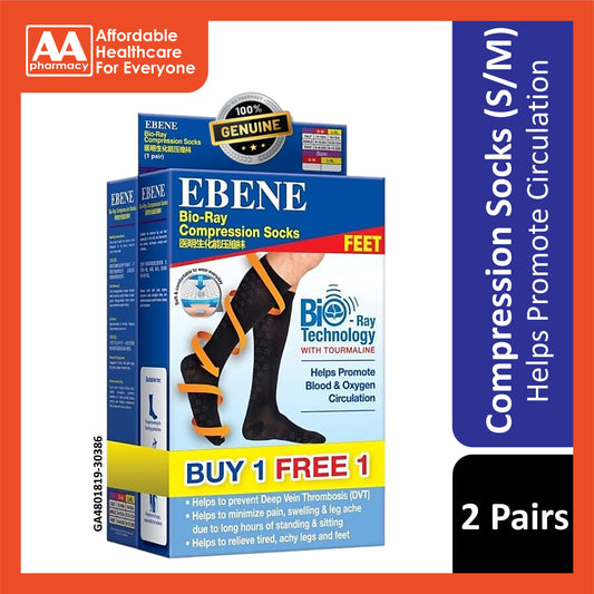 Ebene Bio-Ray Compression Socks Black Twin Pack (S / M)