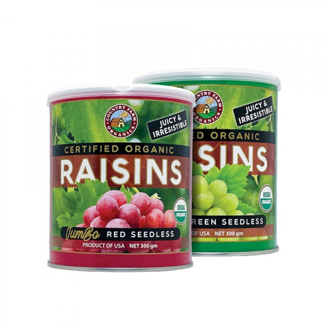 Country Farm Organic Jumbo Red and Green Raisins Twinpack 300gx2's