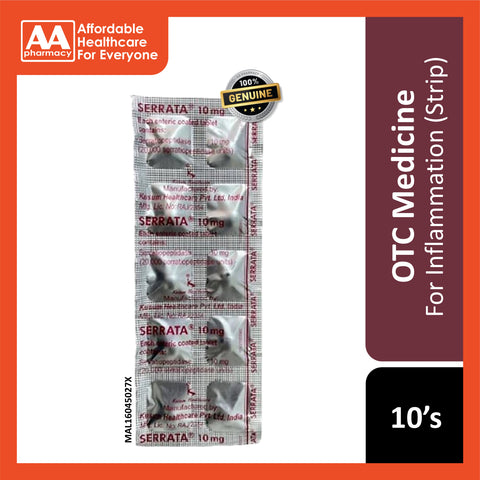 Serrata (Serratiopeptidase 10mg) Tablet Strip 10's