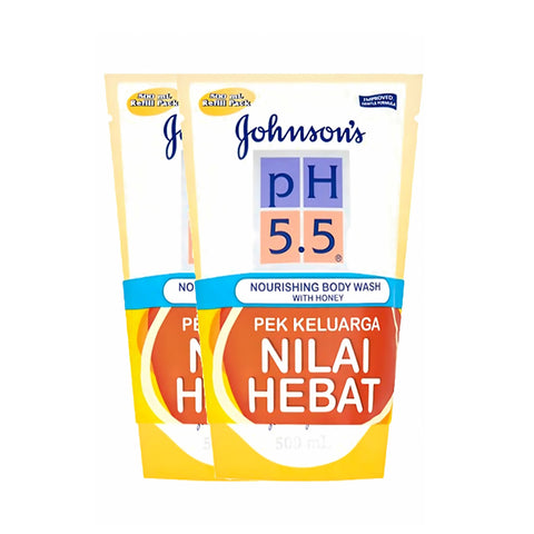 Johnsons PH5.5 Nourishing Honey Body Wash Refill (500mL x 2)