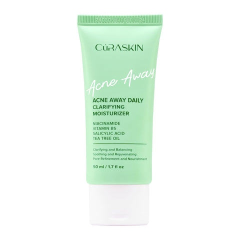 Curaskin Acne Away Daily Clarifying Moisturizer 50ml - With Niacinamide, Vitamin B5, Salicylic Acid, Tea Tree Oil