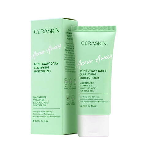 Curaskin Acne Away Daily Clarifying Moisturizer 50ml - With Niacinamide, Vitamin B5, Salicylic Acid, Tea Tree Oil