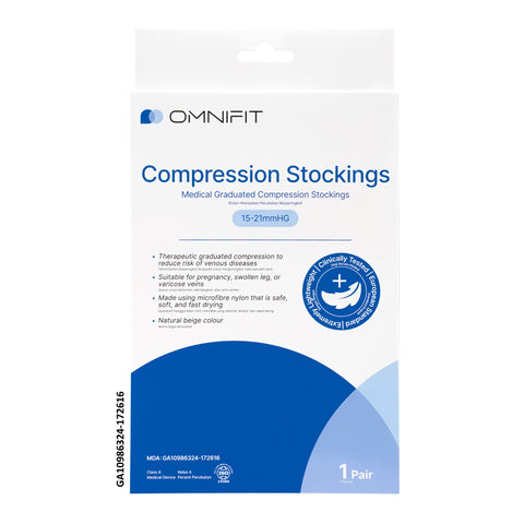 Omnifit Compression Stockings 15-21mmHg (Size XS-XL) - MDA Approved