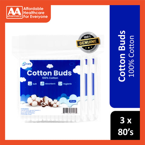 A-Care Adult Cotton Buds 3 x 80's