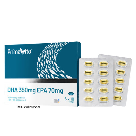 PrimeVite DHA 350mg EPA 70mg Fish Oil Softgel 6 x 10's