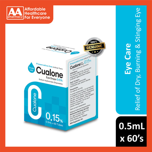 Cualone Sodium Hyaluronate 0.15% Preservative-Free Eye Drops 0.5mLx60's