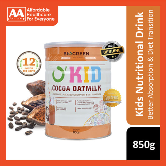 Biogreen O'Kid Cocoa Oatmilk 850g (For Children 1 Year and Above)