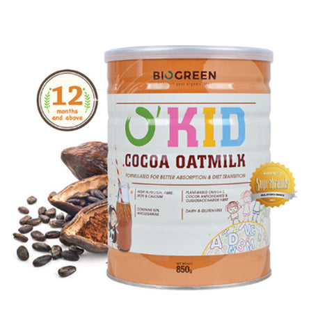 Biogreen O'Kid Cocoa Oatmilk 850g (For Children 1 Year and Above)