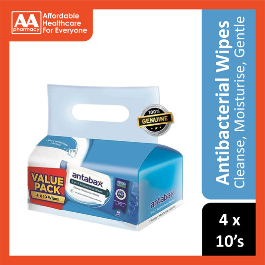 Antabax 3-in-1 Antibacterial Wipes (4 x 10's)