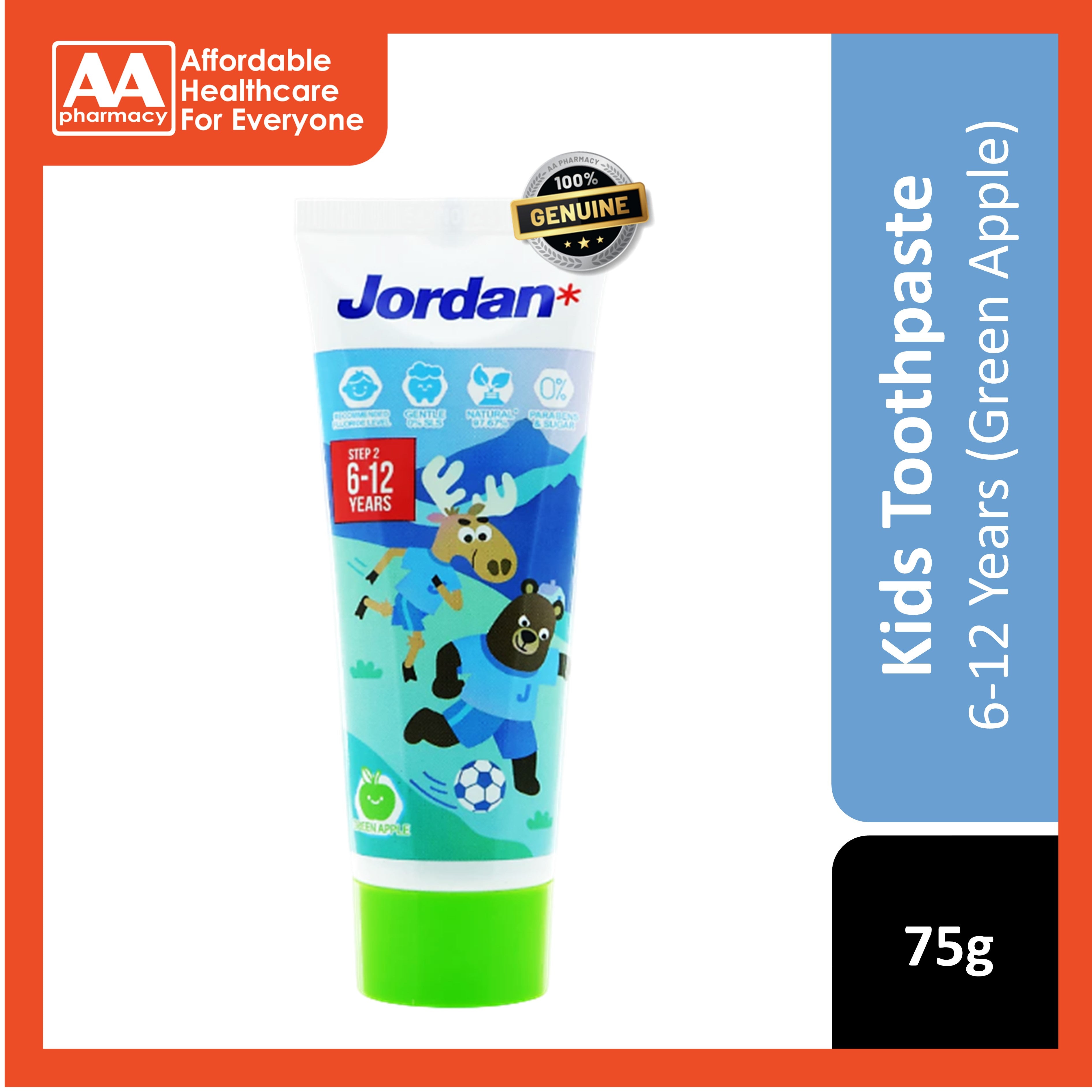 Jordan Toothpaste Step 2 (6 - 12 Years) 75g - Green Apple – AA Pharmacy