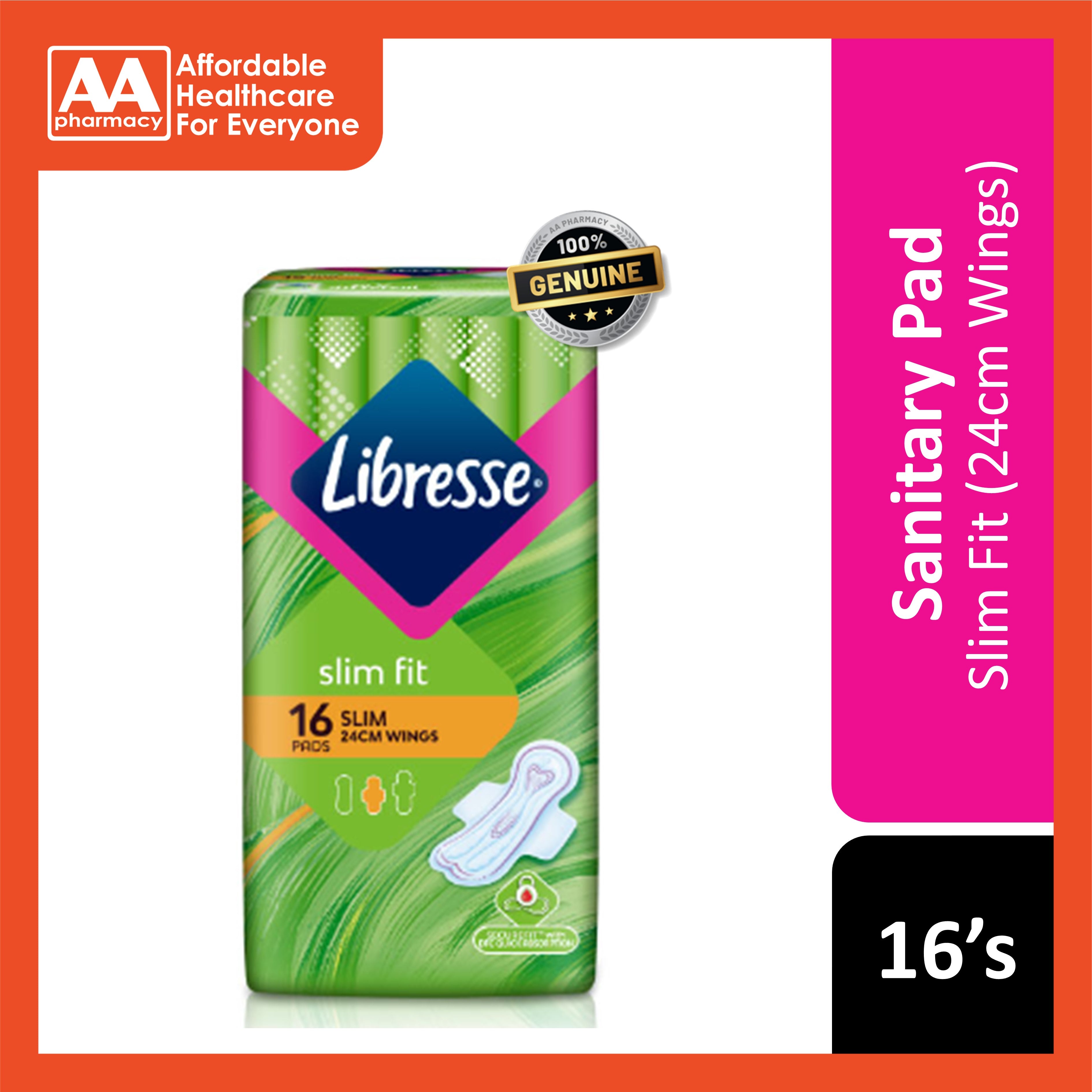 Libresse Pads (Slim Fit, 24cm Wings) 16's