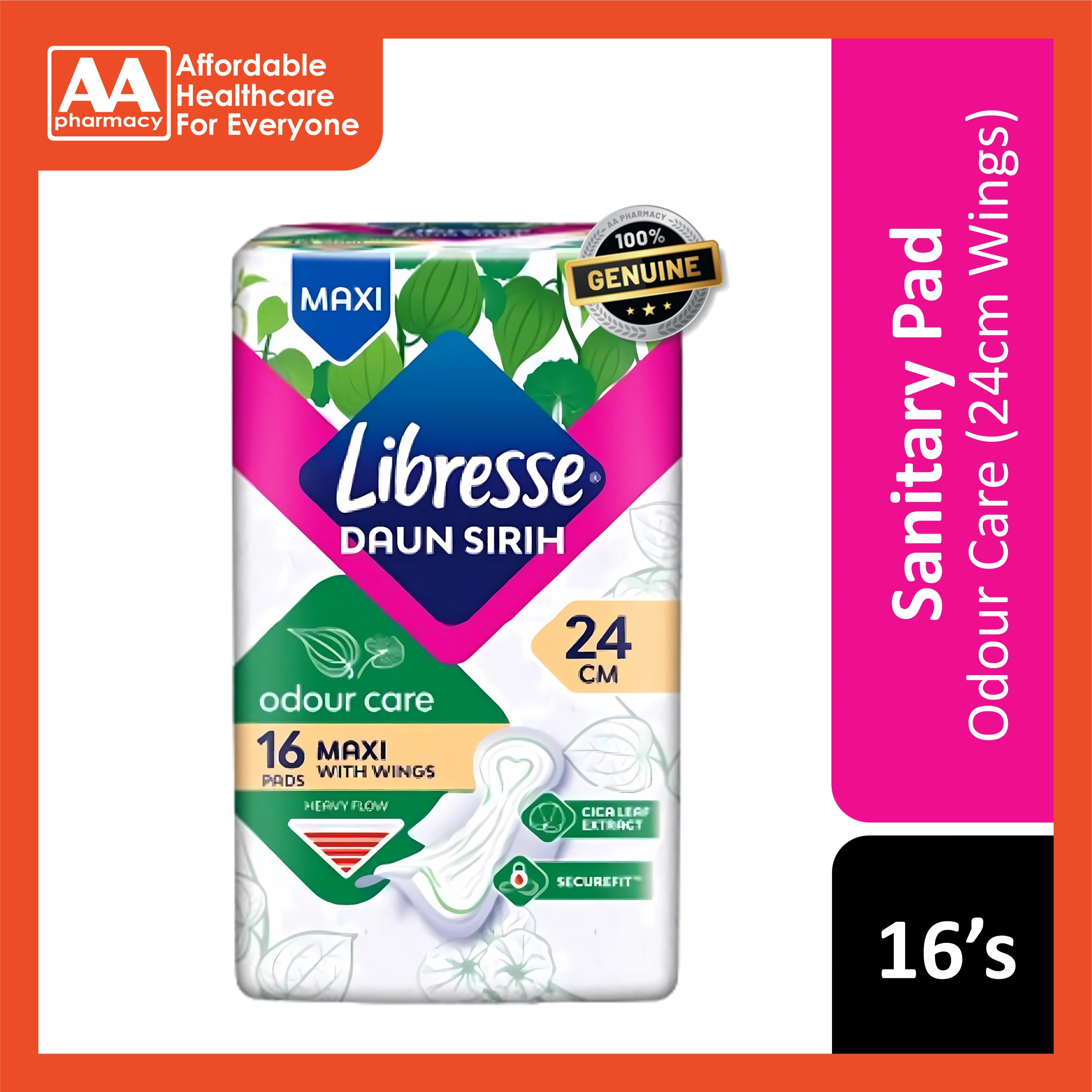 Libresse Pads (Odour Care, Maxi, 24cm Wings) 16's