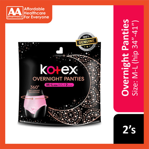 Kotex Overnight Panties (Size M-L, Hip 34-41 inches) 2's