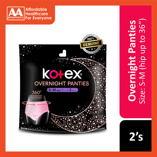 Kotex Overnight Panties (Size S-M, Hip up to 36 inches) 2's