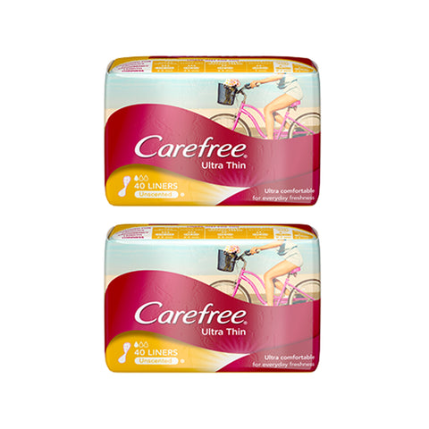 Carefree Liners (Ultra Thin, Unscented, 140mm) 2x40's