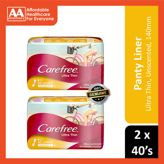 Carefree Liners (Ultra Thin, Unscented, 140mm) 2x40's