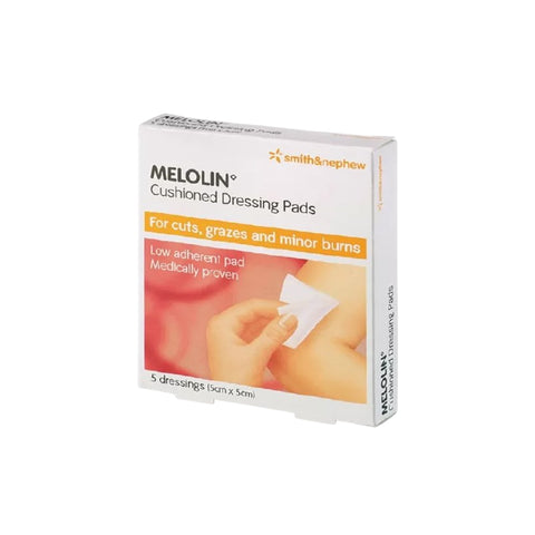 Smith and Nephew Melolin Cushioned Dressing Pad 5cmx5cm 5's