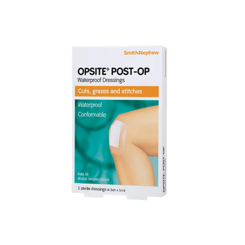 Smith and Nephew Opsite Post-Op Waterproof Dressing 6.5cmx5cm 5's