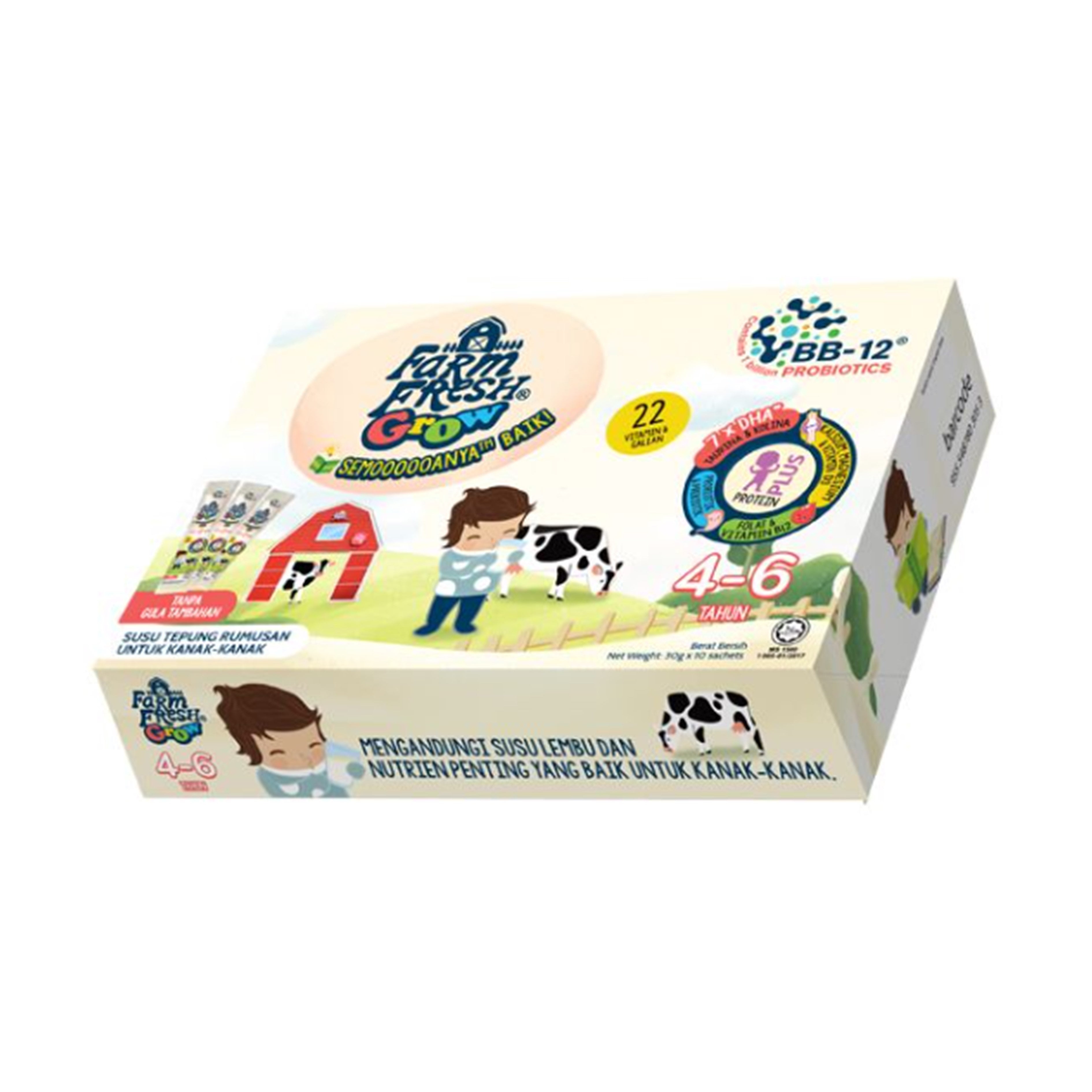 Farm Fresh Grow Milk Powder Sachet 30gx10's (For Children 4-6 Years)