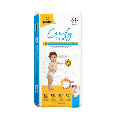 Beenies Baby Comfy Tape Diapers Size XL 40's (12-17kg) [Jumbo Pack]