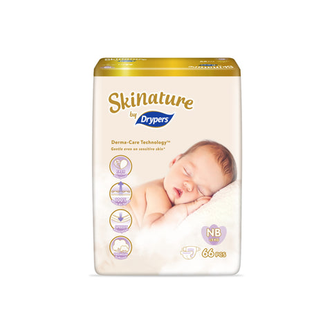 Skinature By Drypers Baby Tape Diapers Size NB 66's (For Up To 5kg)