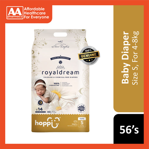 Hoppi RoyalDream Baby Tape Diapers Size S 56's (For 4-8kg)