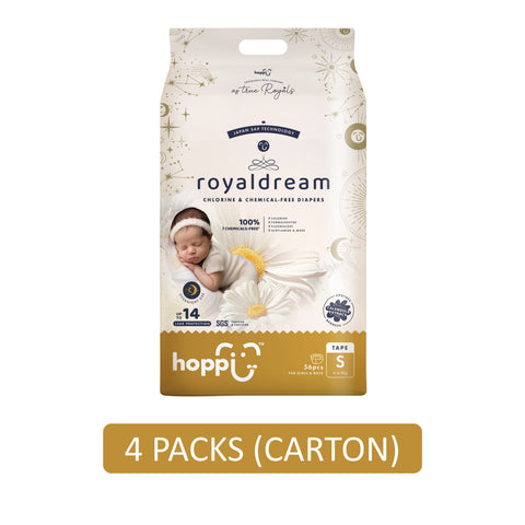 Hoppi RoyalDream Baby Tape Diapers Size S 56's (4-8kg) [4 Packs/Carton]