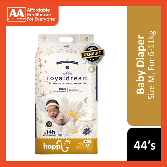 Hoppi RoyalDream Baby Tape Diapers Size M 44's (6-11kg)