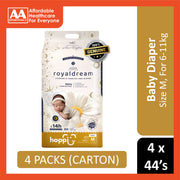 Hoppi RoyalDream Baby Tape Diapers Size M 44's (For 6-11kg) [4 Packs/Carton]