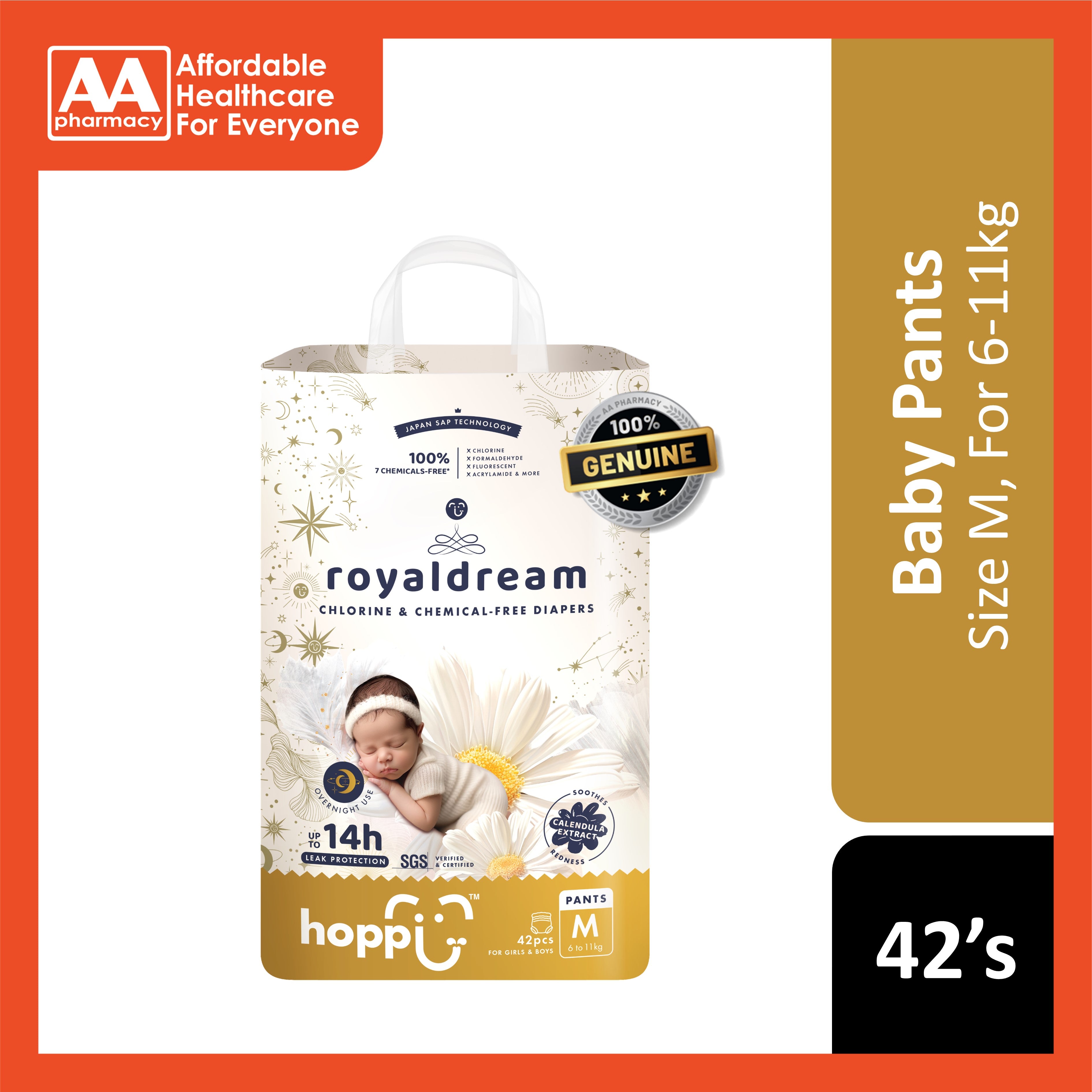 Hoppi RoyalDream Baby Pants Size M 42's (For 6-11kg)