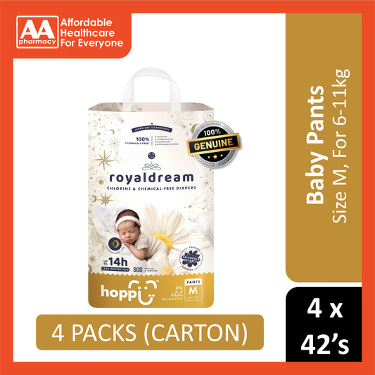 Hoppi RoyalDream Baby Pants Size M 42's (6-11kg) [4 Packs/Carton]