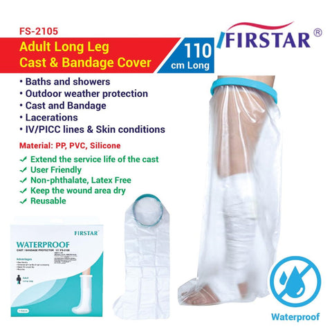 Firstar Waterproof Cast/Bandage Protector FS-2105 (Adult Long Leg, 110cm) 1's