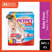 PetPet Day and Night Baby Pants Size L 44's+4's (For 9-14kg)