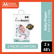 Applecrumby PureBasics Baby Tape Diaper Size M 46's+2's (For 5-10kg) [2 Packs/Carton]