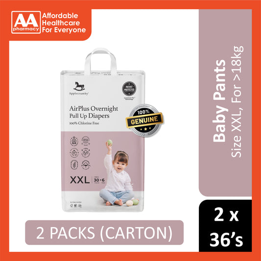 Applecrumby AirPlus Overnight Baby Pants Size XXL 30's+6's (For More Than 18kg) [2 Packs/Carton]