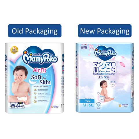 MamyPoko Air Fit Baby Tape Diapers Size M 64's (For 6-11kg)